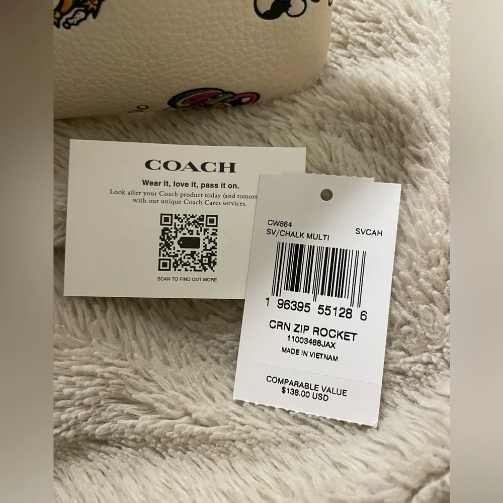 NWT Coach Wristlet Zip Rocket Patterned With Box